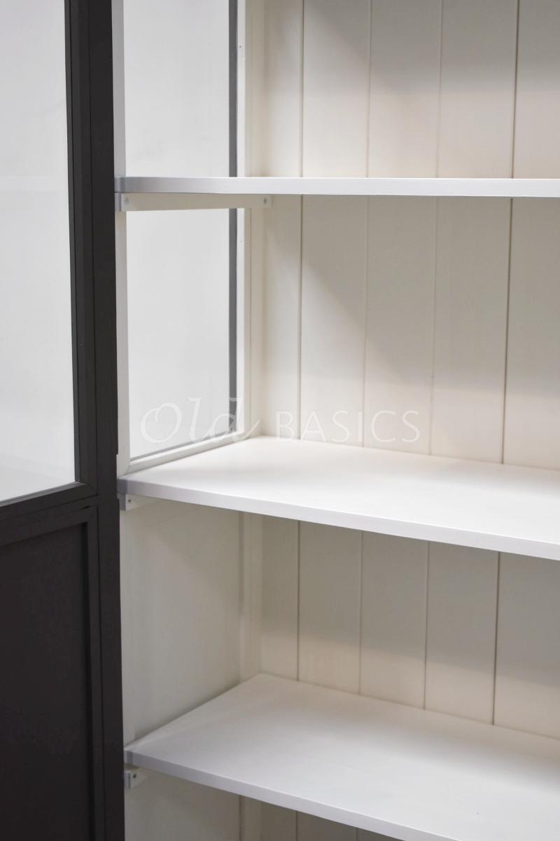 Detail van Vitrinekast Tinca, 2 deuren, RAL7022, grijs, materiaal hout